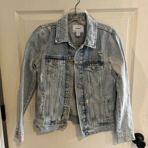 Old Navy Denim Jacket Distressed Light Wash Womens Size XS